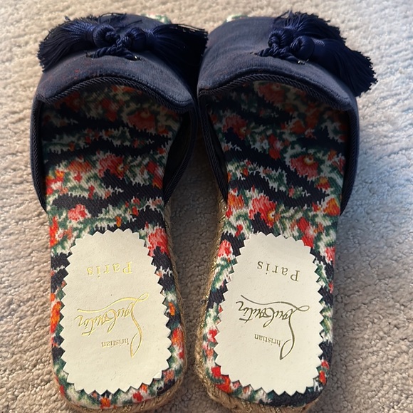 Christian louboutin navy and floral sandal size 35 - Picture 2 of 6